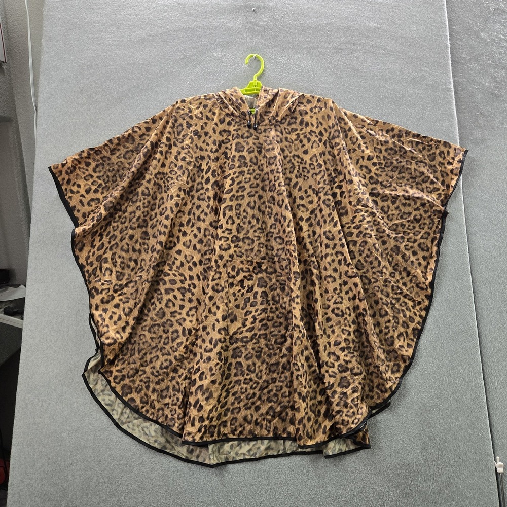 Chico's Women Blouse OS Brown Animal Print Chiffon Poncho Top V-Neck